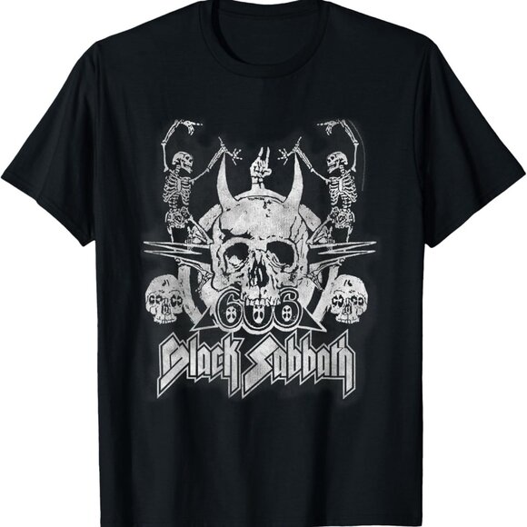 Black Sabbath Vintage Dancing Skeletons T-Shirt Retro Metal Tee Ozzy Osbourne - Picture 1 of 5